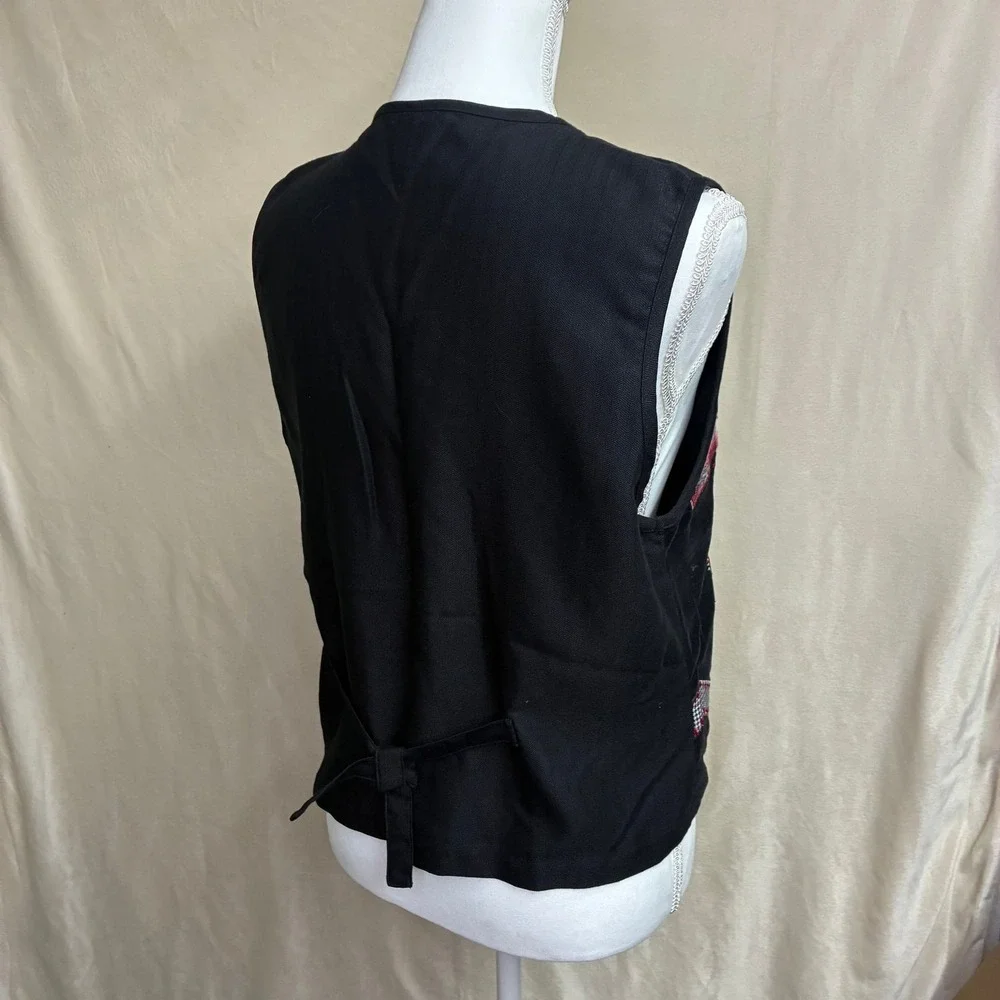 Vintage 90s Stephanie K Koret Holiday Vest Velvet Embroidered Snowflake M